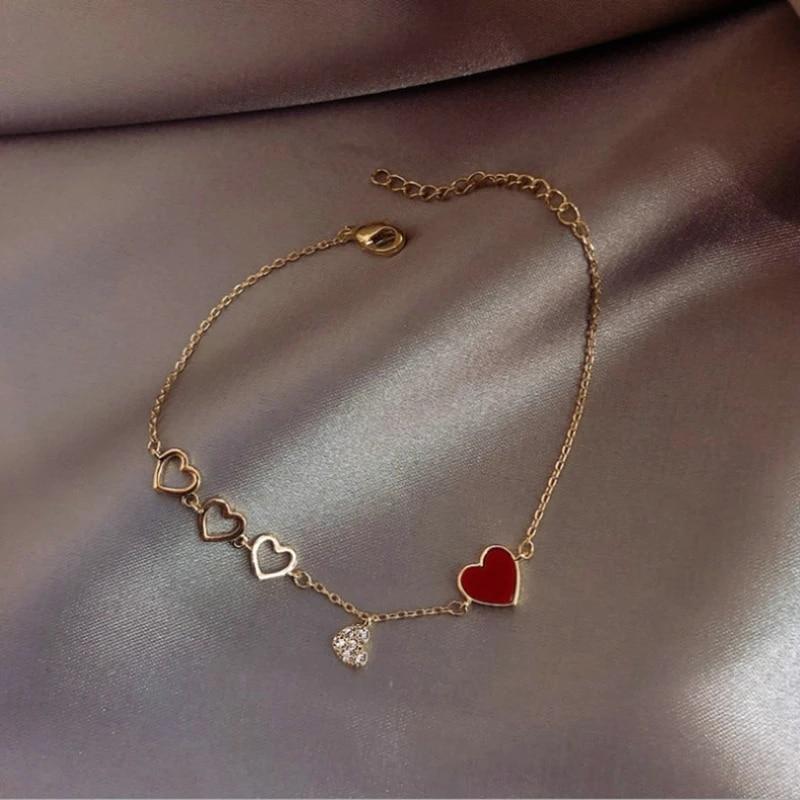 Модный блестящий розовый браслет со стразами и сердечками для девочек Y2K, нежный элегантный регулируемый браслет в стиле феи, женские вечерние ювелирные изделия, подарок