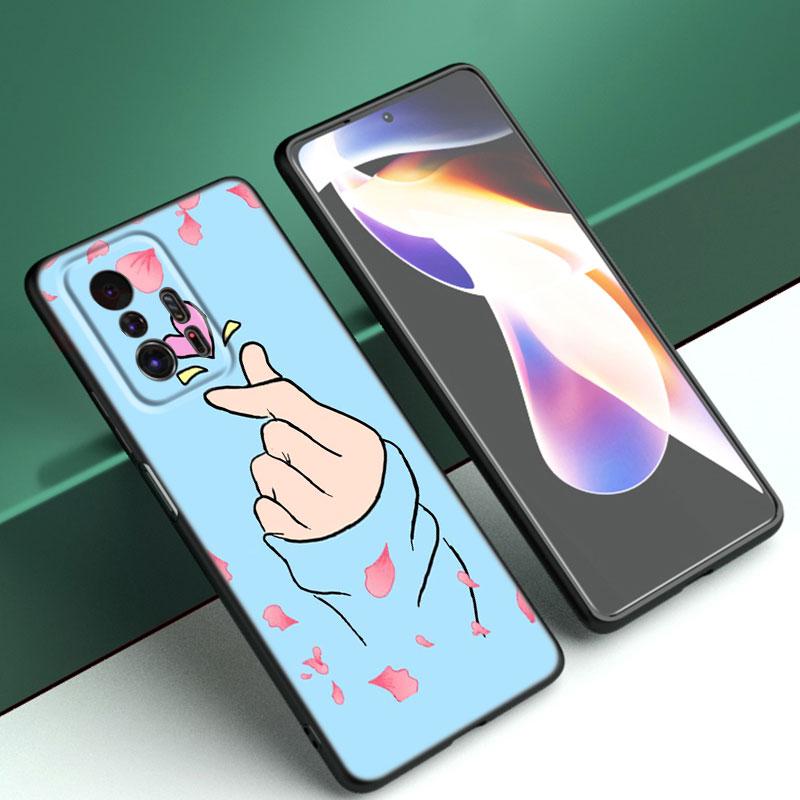 Чехол для телефона Kpop Love On The Finger для Xiaomi Mi A2 8 9 SE Note 10 10T 11 12 Lite 9T 11T 12S 12T Pro A3 6X 12X, черный чехол из ТПУ