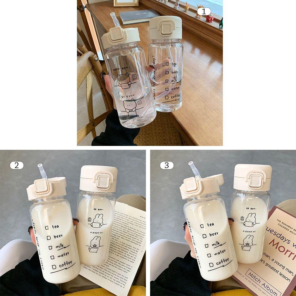 Travel Creative Cute Cartoon With Straw Drinking Cup Water Bottle Drinkware