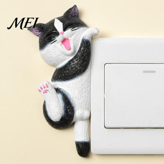 Cat Light Switch Cover 3D Sticker, Decorative Resin Wall Plate Cover, Cute Animal Decor Stickers, Peel And Stick decorations for Home Bedroom