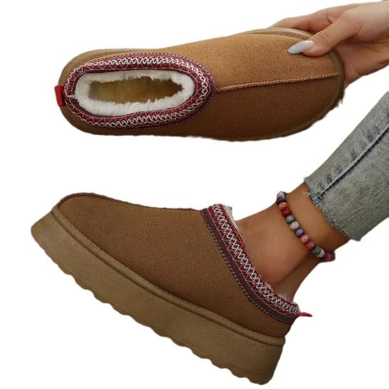 Модные женские зимние ботинки Ourdoon Wear, толстая подошва, плюшевые туфли, осень/зима, новые полутапочки, удобные теплые хлопковые туфли Botas Mujer