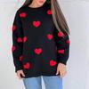 and Winter New Embroidered Heart Sweater for Women, Popular on Social Media, European and American Style Knitted Pullover, Cross-Border Amazon Ins