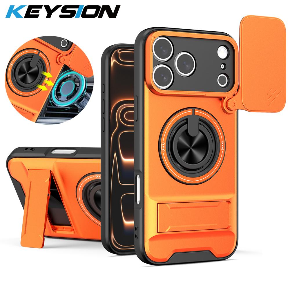 KEYSION Магнитный чехол для телефона для iPhone 17 Pro Max Сдвижная защита камеры Вертикальная подставка Противоударный чехол для iPhone 17 Air
