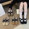 French Retro Single Shoes with Skirts Mary Jane Shoes Light Mouth Shoes Ballet Spring and Autumn Soft Soles Women's Shoes Inner Height Increase