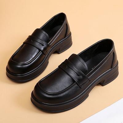 Кожаные туфли в британском стиле, женские рабочие туфли с мягкой подошвой, женские нескользящие туфли, весенние туфли, удобные мокасины на платформе