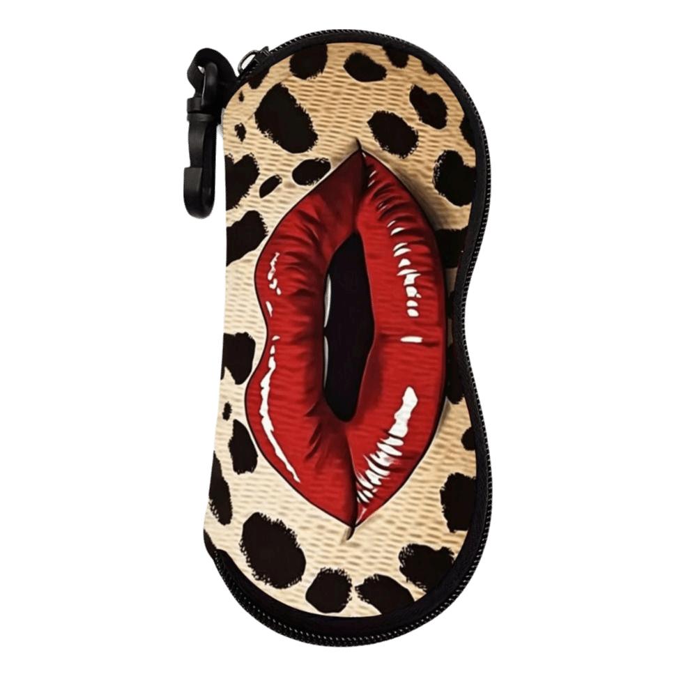 Hanging Sunglasses Storage Bag Leather Reading Glass Pouch Flower Print Eyeglass Case Women