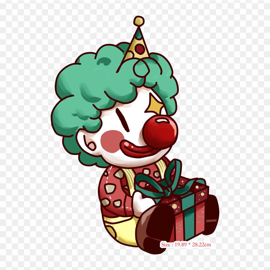 April Fool Day Clown Iron On Heat Transfer Printing Vinyl Patches Sticker for Clothes DIY Appliques Washable Patches