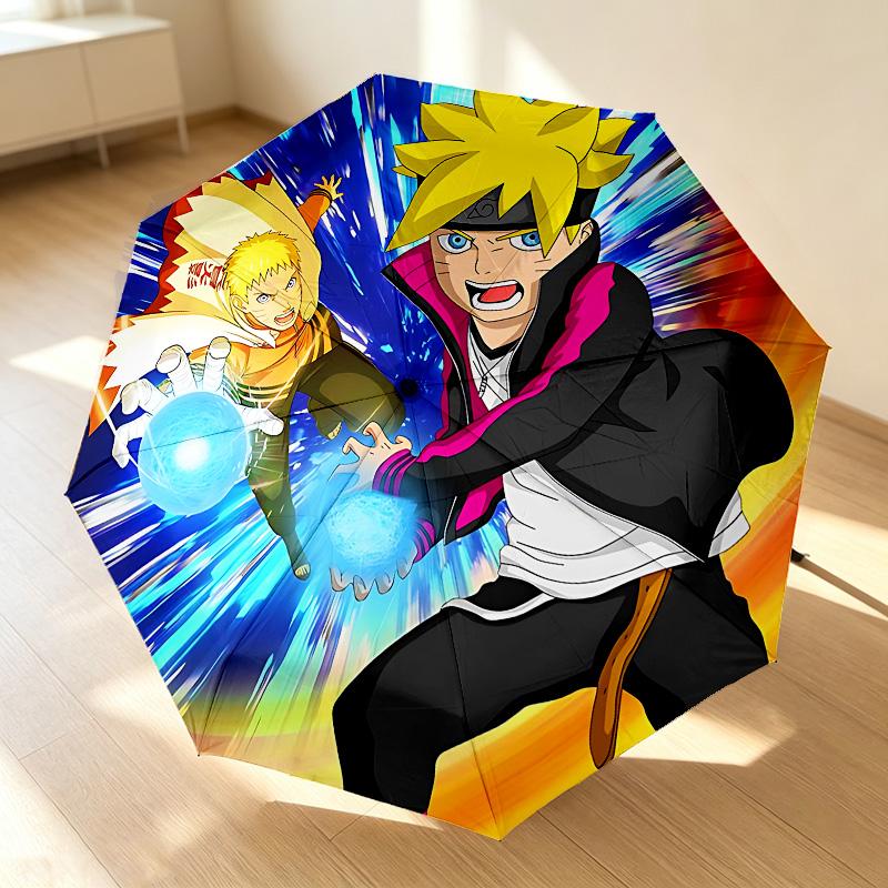 Naruto Power 8 Ribs 3Fold Black Glue Uv Protection Umbrella Sun Protection Rainproof Compact Folding Umbrella For Travel Daily Use C923659