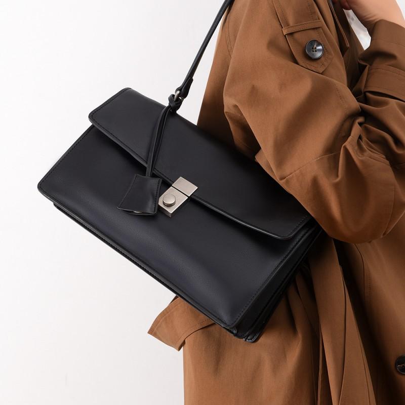 Large Capacity Tote Bag Women Minimalist Chic Crossbody Shoulder PU Leather Black Beige 2026