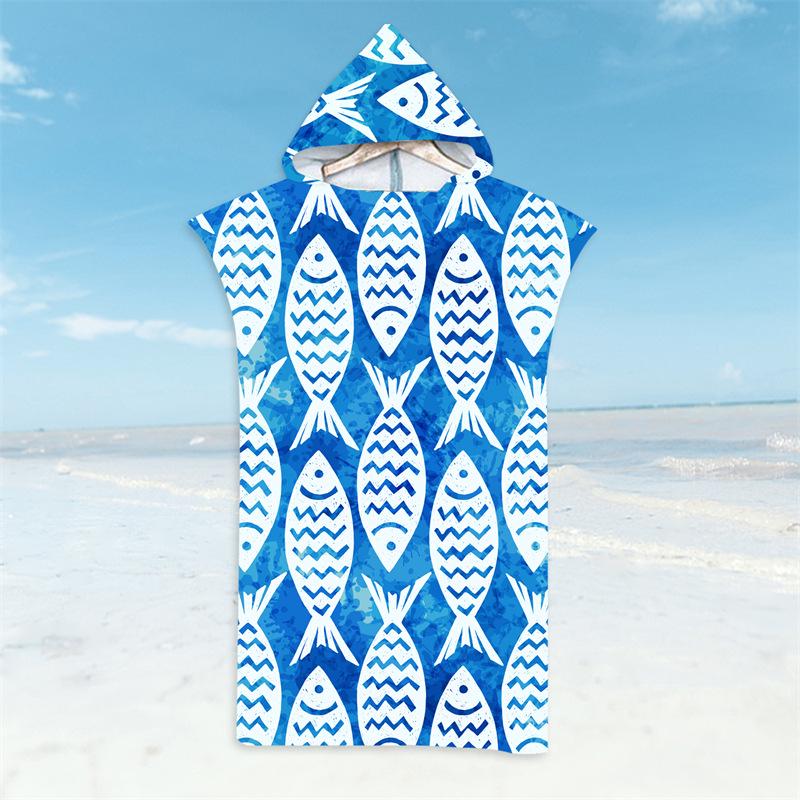 Microfiber Hooded Poncho Quickdry Beach Bathrobe For Adults