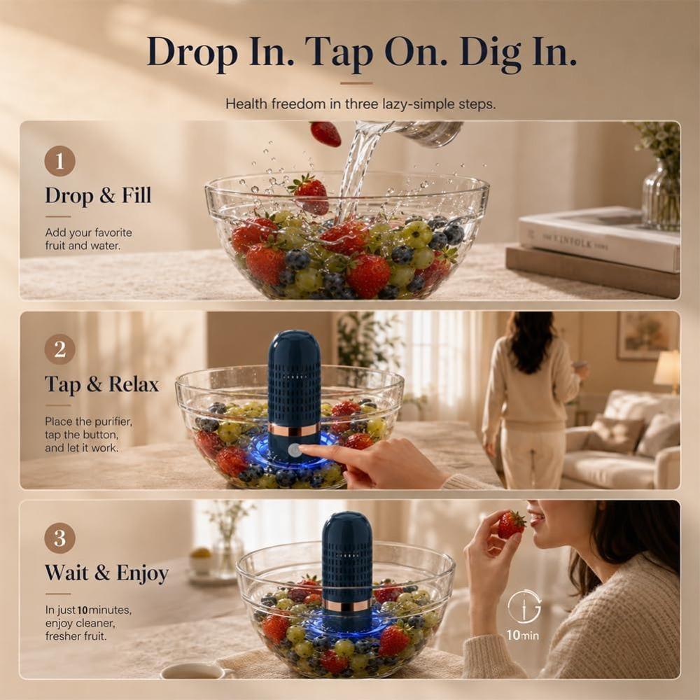 Fruit and Vegetable Purifier Cleaner Washing Machine, 2027 Titanium-Bearing, OH-ion Purification Technology