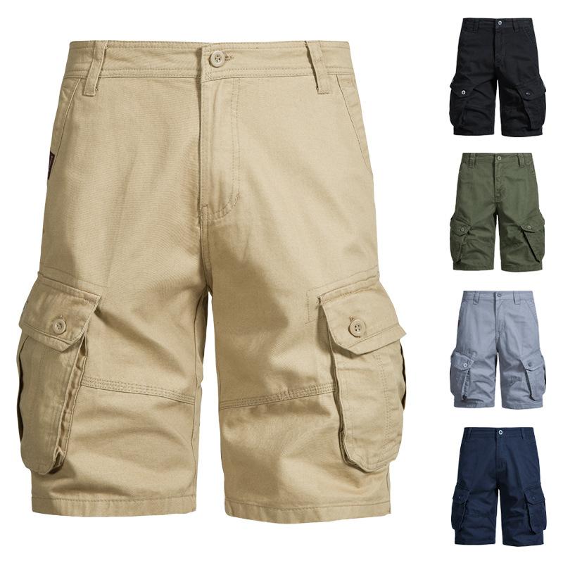 Мужские свободные холщовые шорты-карго