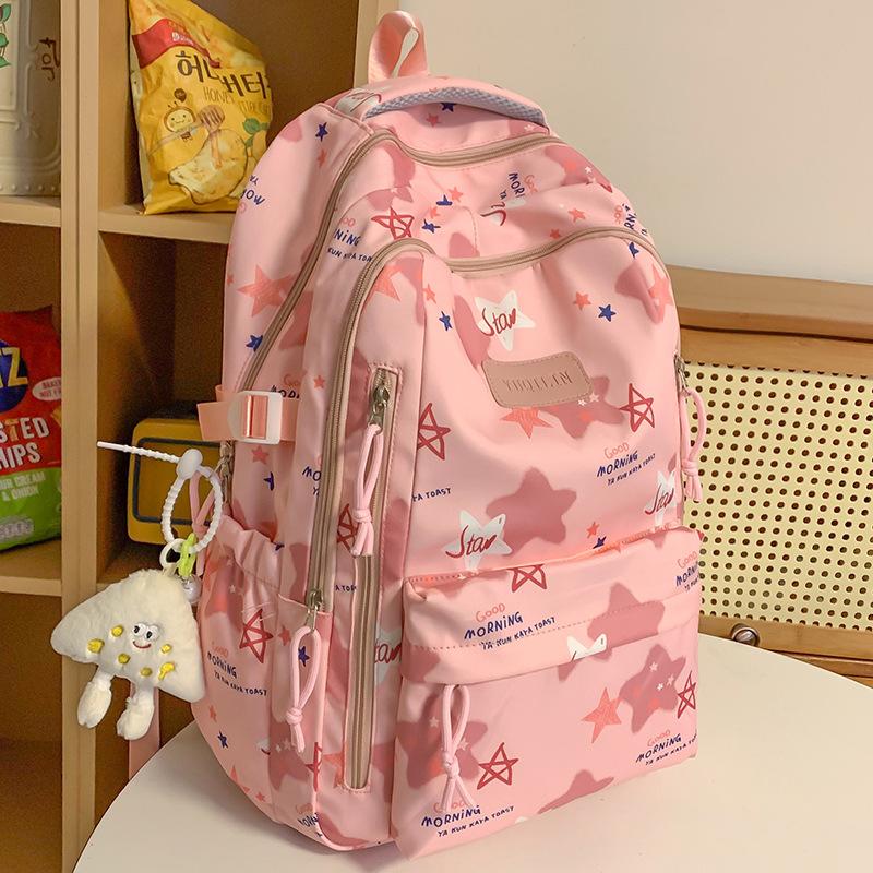 Школьный рюкзак Детский для девочек начальной школы Ученики средней школы Студенты колледжа Большая вместимость Звездный рюкзак