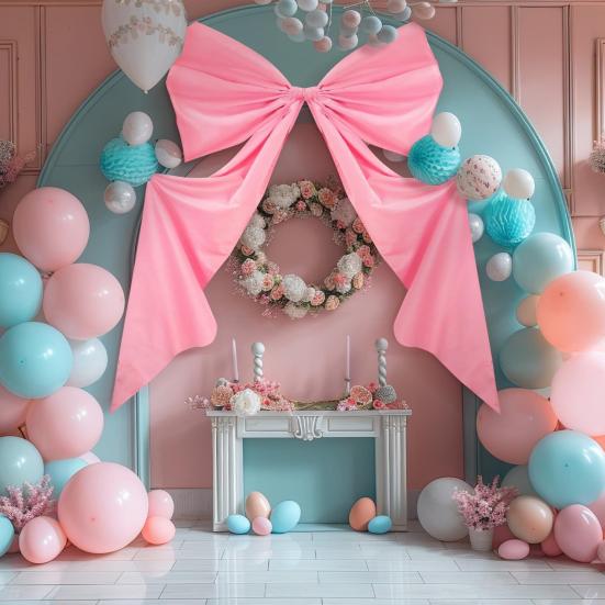 Большой атласный бант 78" x 48" Гигантский бант Лента Завязка для Рождества Вечеринки по случаю дня рождения Свадьбы Невесты Девичника Выпускного Украшение для комнаты Задник Декор стены