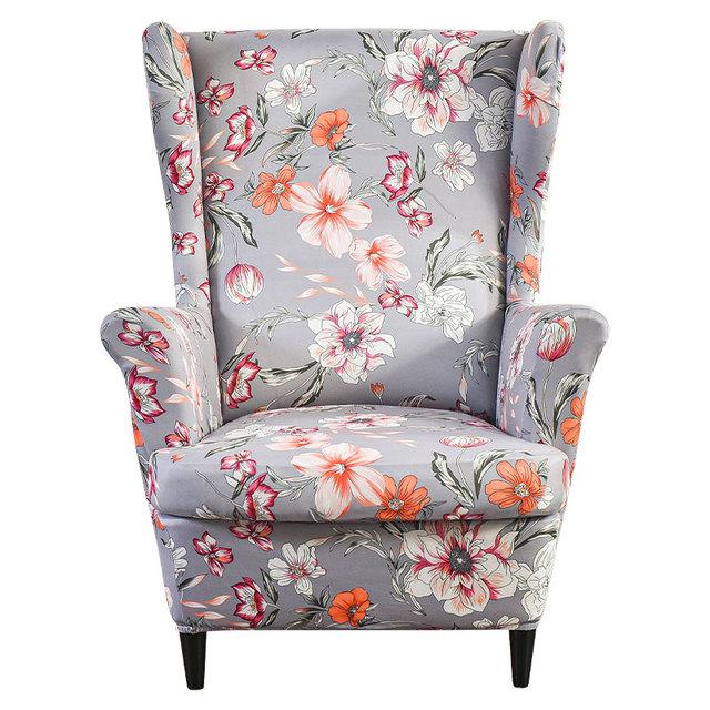 Чехол на спинку стула с наклонной подлокотником и принтом, эластичный чехол на кресло, крыло, спинка дивана, растягивающийся протектор, домашний декор