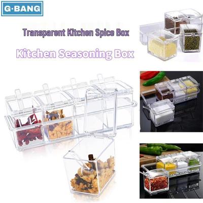 Набор из четырех прозрачных кристальных емкостей для приправ с ложками