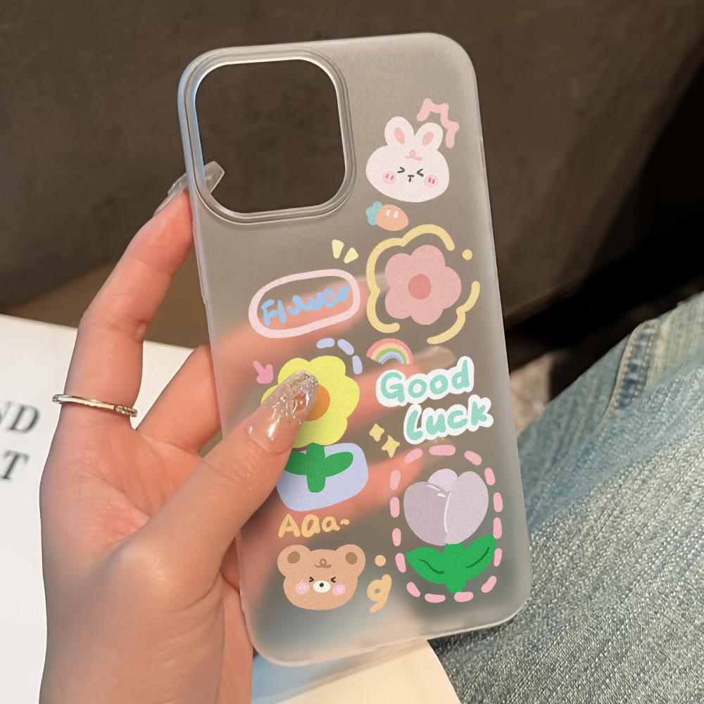 Чехлы для мобильных телефонов iPhone 11 13 15 Pro Max 12 14 Pro Max Чехол для iPhone 16 15 Plus 13 Pro 12 Матовая текстура с рисунком в виде мультяшных цветов