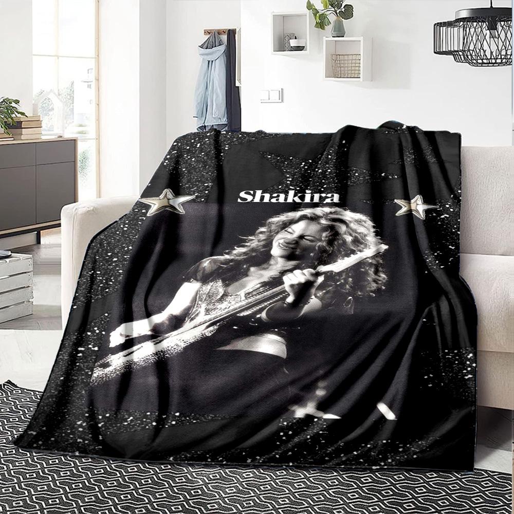 Shakira Poster Print Flannel Blanket High Quality Warm Comfortable Cover for All Seasons Perfect for Gifts Home Decor