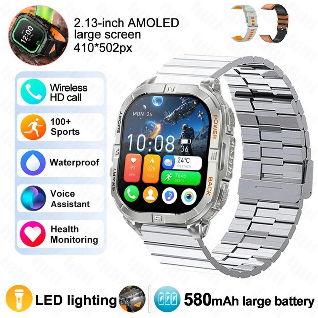 Новые умные часы GPS для улицы Барометрический компас Светодиодный фонарик 580 мАч Водонепроницаемость 3 АТМ 100+ спортивных режимов Здоровье BT-звонок Смарт-часы