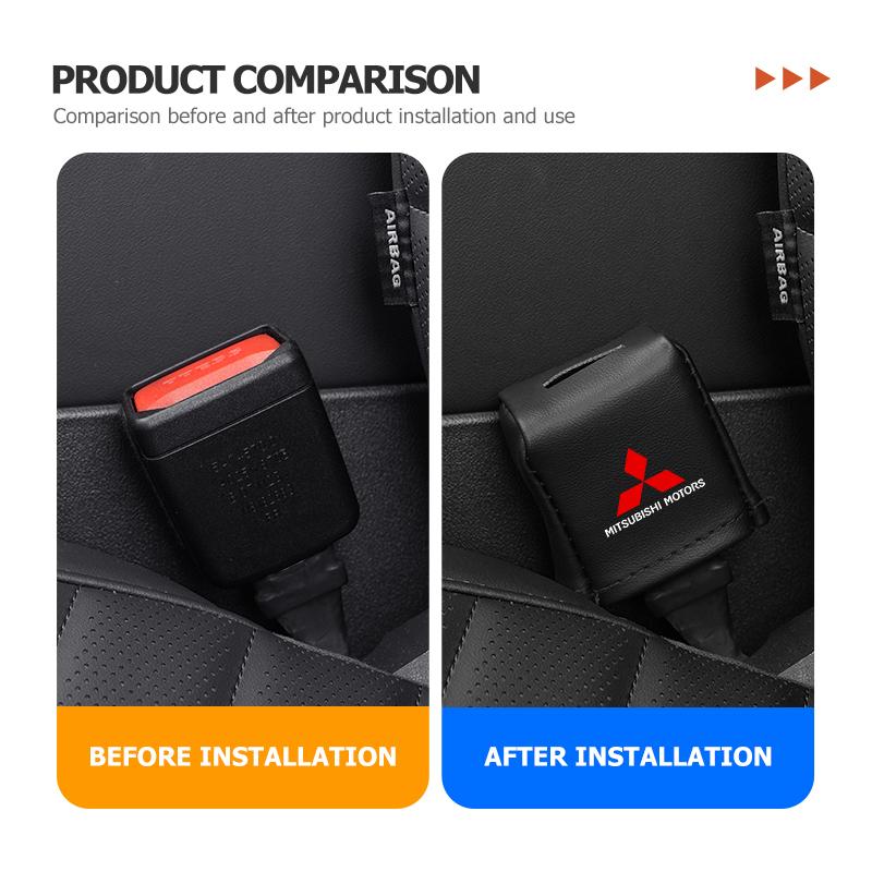 cxdjmy1 For Mitsubishi 1/2PCS Car Leather Seat Belt Buckle Anti-scratch Protector Cover Accessories Outlander Pajero Sport Lancer EX ASX
