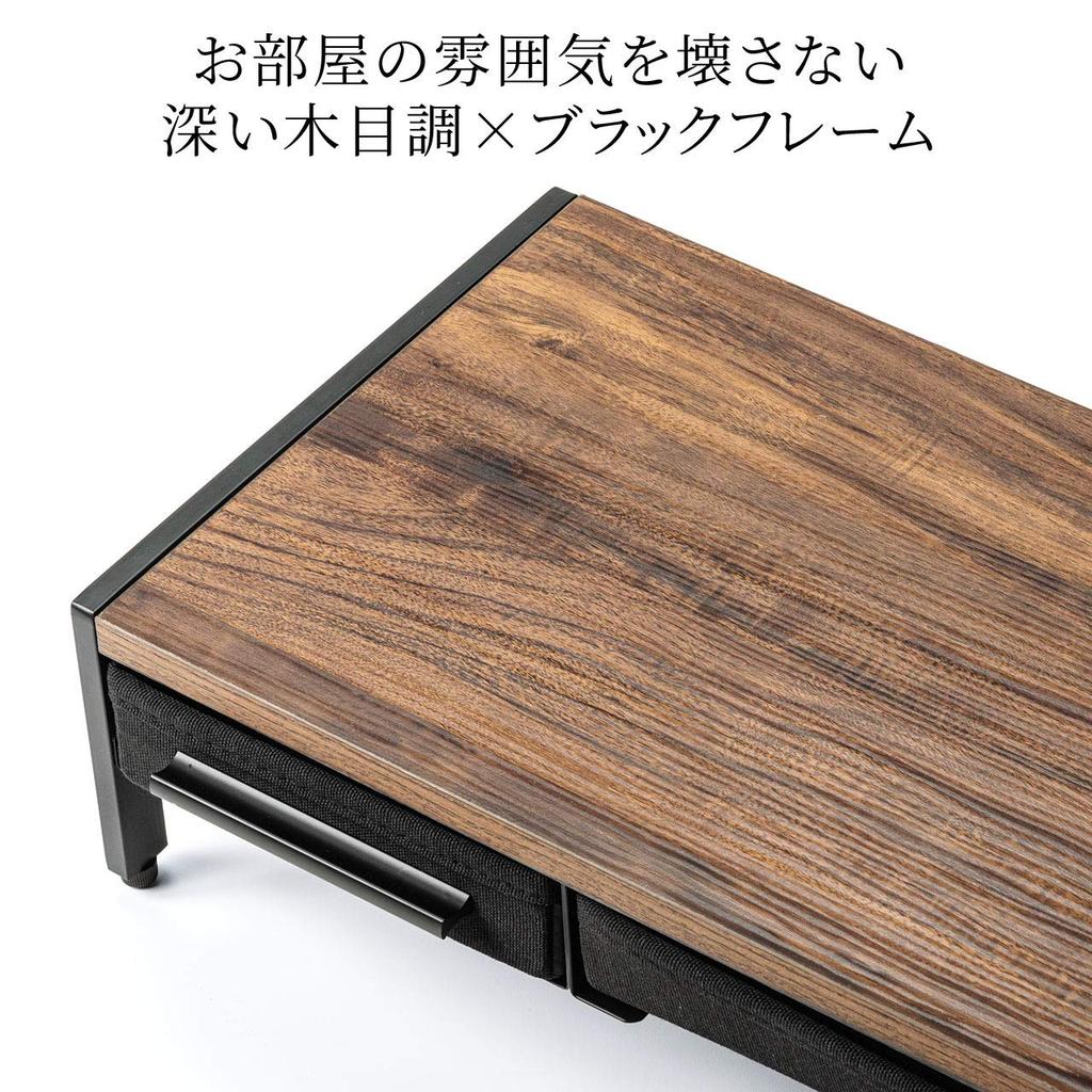 Подставка для монитора Sanwa Direct с ящиком, для хранения A4, ширина 54 см x глубина 25 см x высота 12,5 см, деревянная, 100-MR166