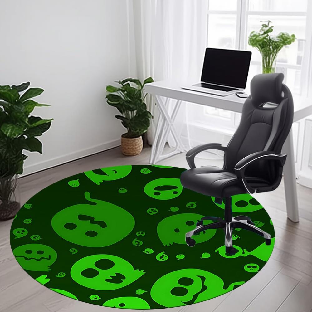 1pc Ghostly Fun Office Round Area Rug, Indoor Mat Suitable For Office, Under Office Chairs Bedroom Living Room Home Decor, Room Deco
