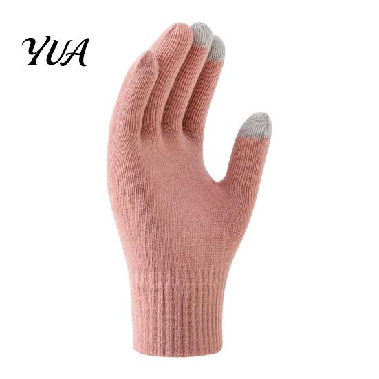 Thermal Wool Lined Mittens Knitted Touchscreen Gloves for Women Men, Winter Warm Five Finger Gloves, Skiing Snowboard Gear Cold Weather Texting