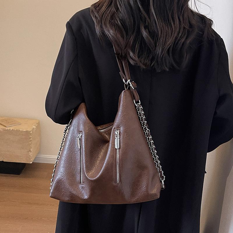 Большая вместительная сумка 2024 года, новый рюкзак с цепочкой, женская сумка-мессенджер через плечо, повседневный универсальный рюкзак для путешествий и выходов