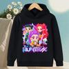 Korean KPop Devil Hunter Cartoon Girl Hooded Sweatshirt Warm Children's Wave Fashion Casual Top Casual Girls' Clothing