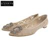 Excellent Condition HANGISI Crystal Buckle Lace Design Pointed Toe Flat Pumps, Size 36 Shoes 36 beigeUsed