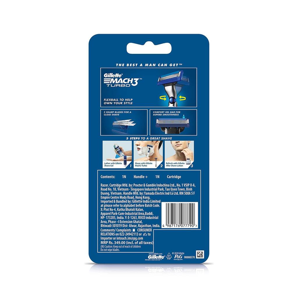 Мужская бритва Gillette Mach 3 Turbo с технологией Flexball