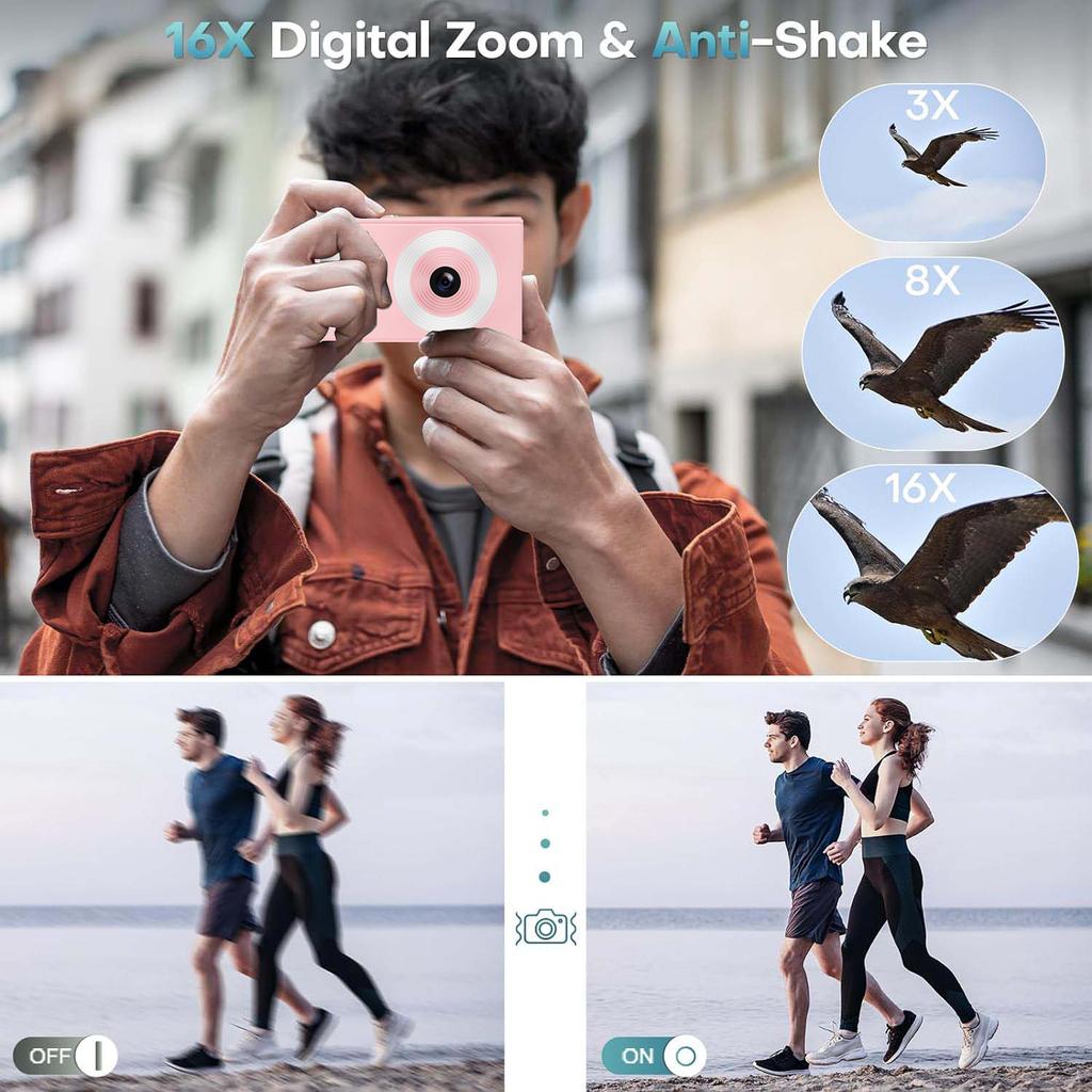 HD Digital Camera Ring Fill Light Dual Camera With 64GB Card 1080P Video Recorder Educational Toys Birthday Gifts For Boy Girl