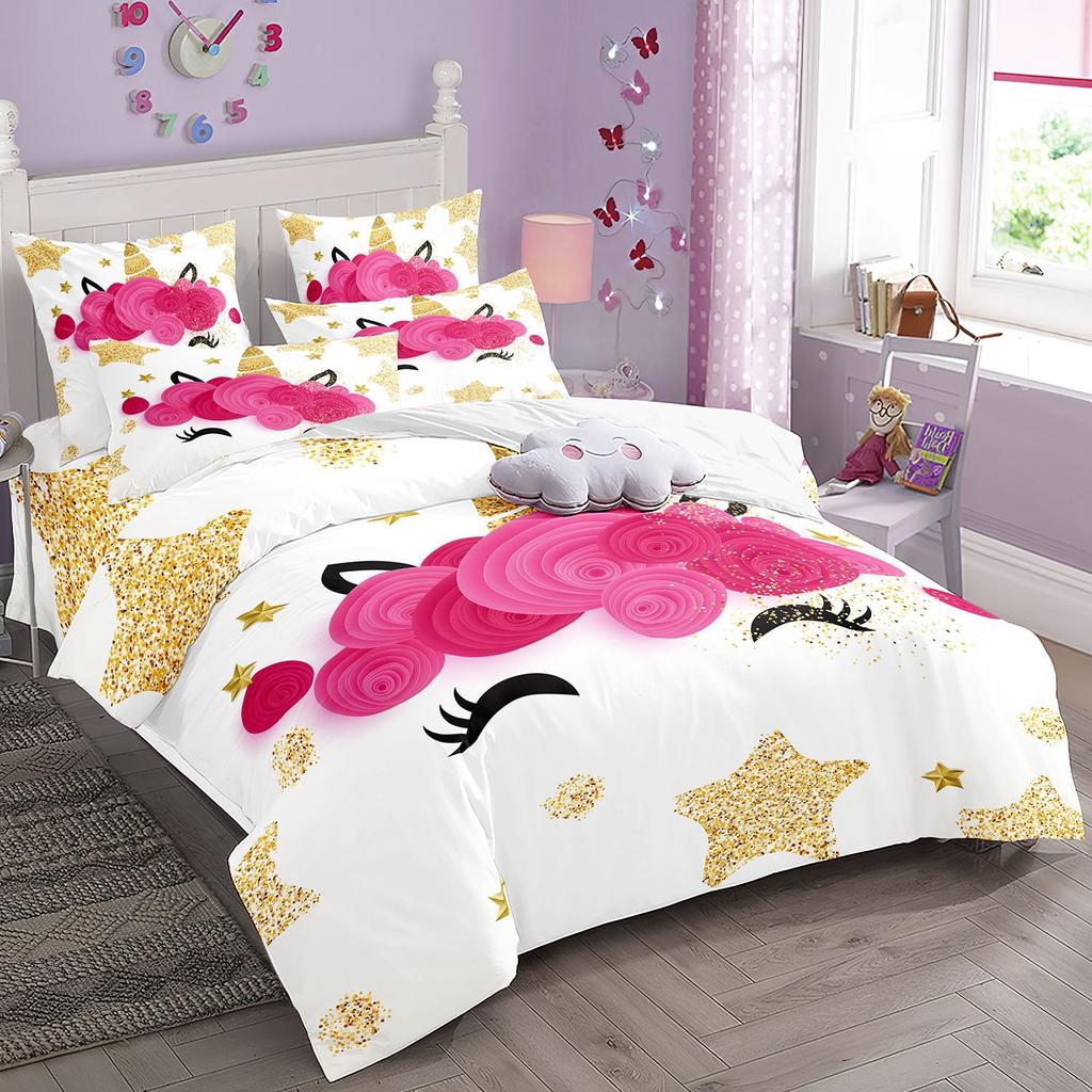 Постельное белье с цифровой печатью, удобный пододеяльник для домашнего декора спальни, 1 пододеяльник и 2 наволочки на молнии