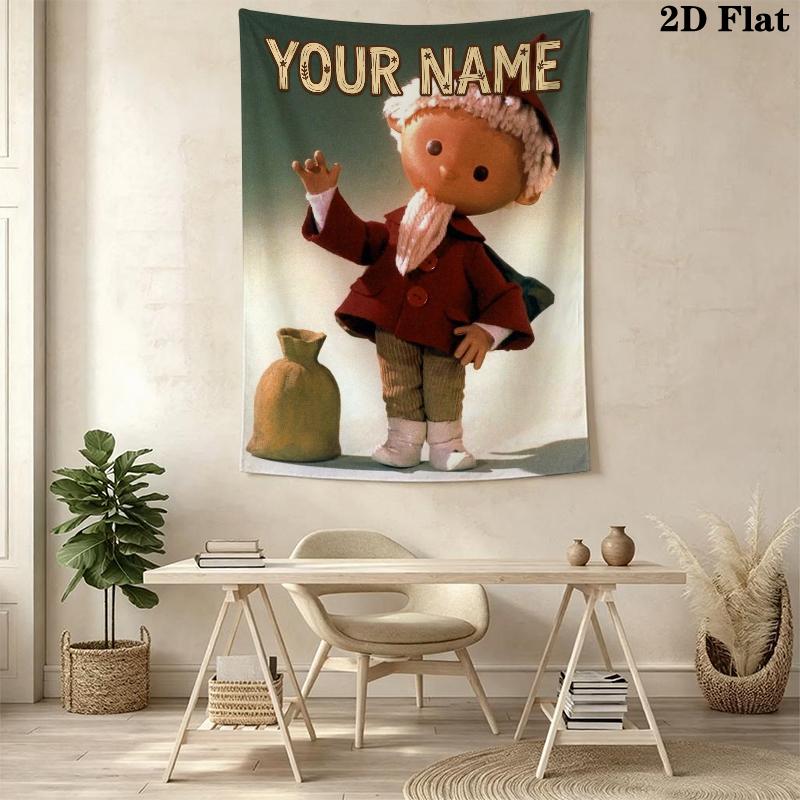 Custom Name Sandmännchen Wall Tapestry Aesthetic Wall Hanging Printed Fabric Blanket Decorative Tapestries for Bedroom Living Room Home Decor