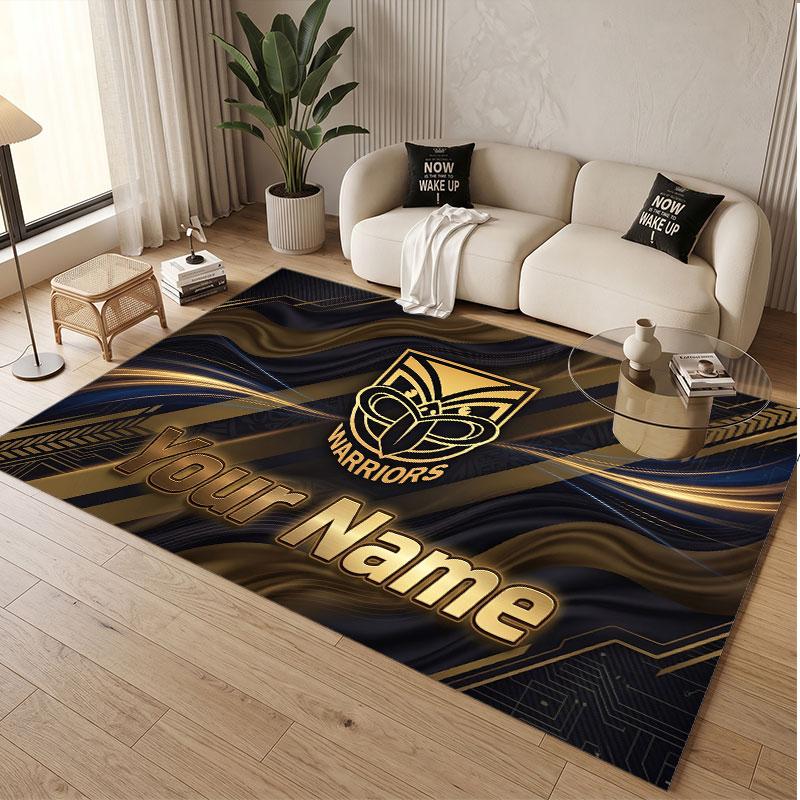 Custom Rug Wigan Warriors Pattern Print Name Text Soft Non‑Slip Floor Carpet for Home Indoor Decoration
