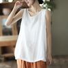 Женские летние топы с вырезом, однотонный легкий дышащий жилет, свободный крой, круглые повседневные майки без рукавов