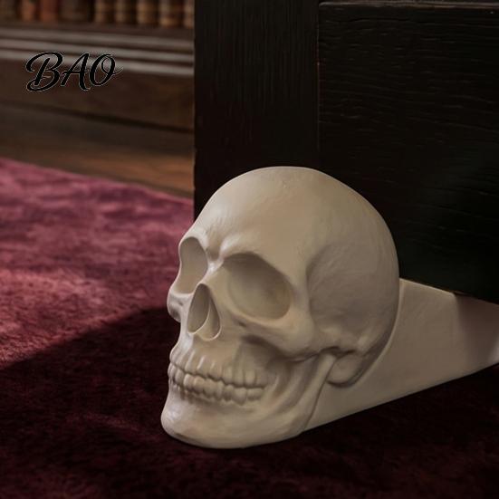 Decorative Halloween Doorstop Skull Door Stopper, 3D Printed Plastic Wedge, Non Slip Heavy Duty Anti Holder Base, Stop for Home Gothic Room Accessory
