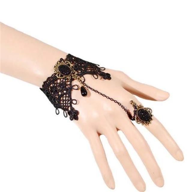 1pcs Steampunk Vampire Black Lace Rose Bracelets Vintage Gothic Butterfly Bracelet For Woman