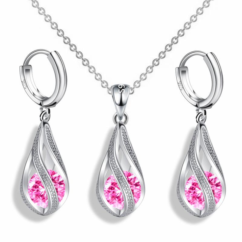 Новые S925 штамп серебряные женские серьги-капли с геометрическим кулоном в форме капли воды высокое качество циркониевые серьги наборы для женщин ювелирные изделия, подарки