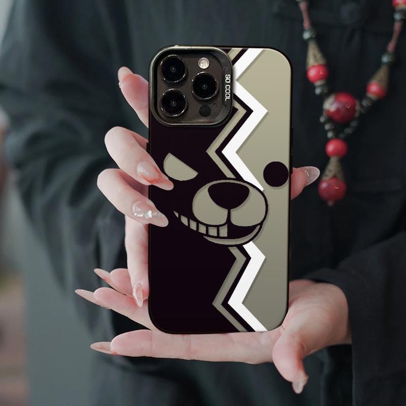 Злой улыбающийся медведь, совместимый с чехлом для телефона Apple 16, iPhone 15 Plus, Серебристый 14 Pro Max, Простой 7/8P