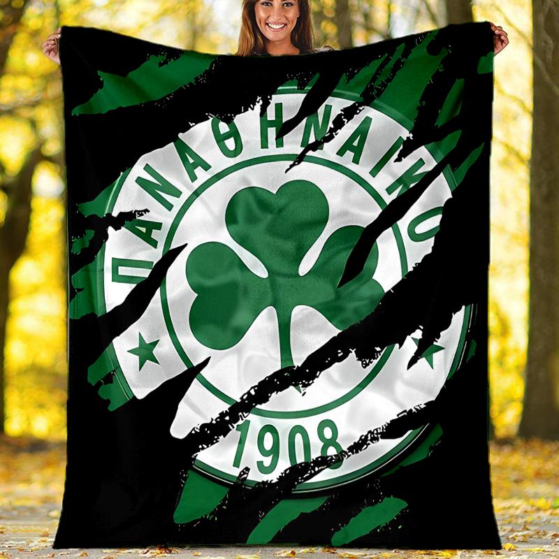Panathinaikos FC printed throw blanket—soft,warm;versatile blanket for all seasons—perfect as &air-conditioning throw,nap blanket