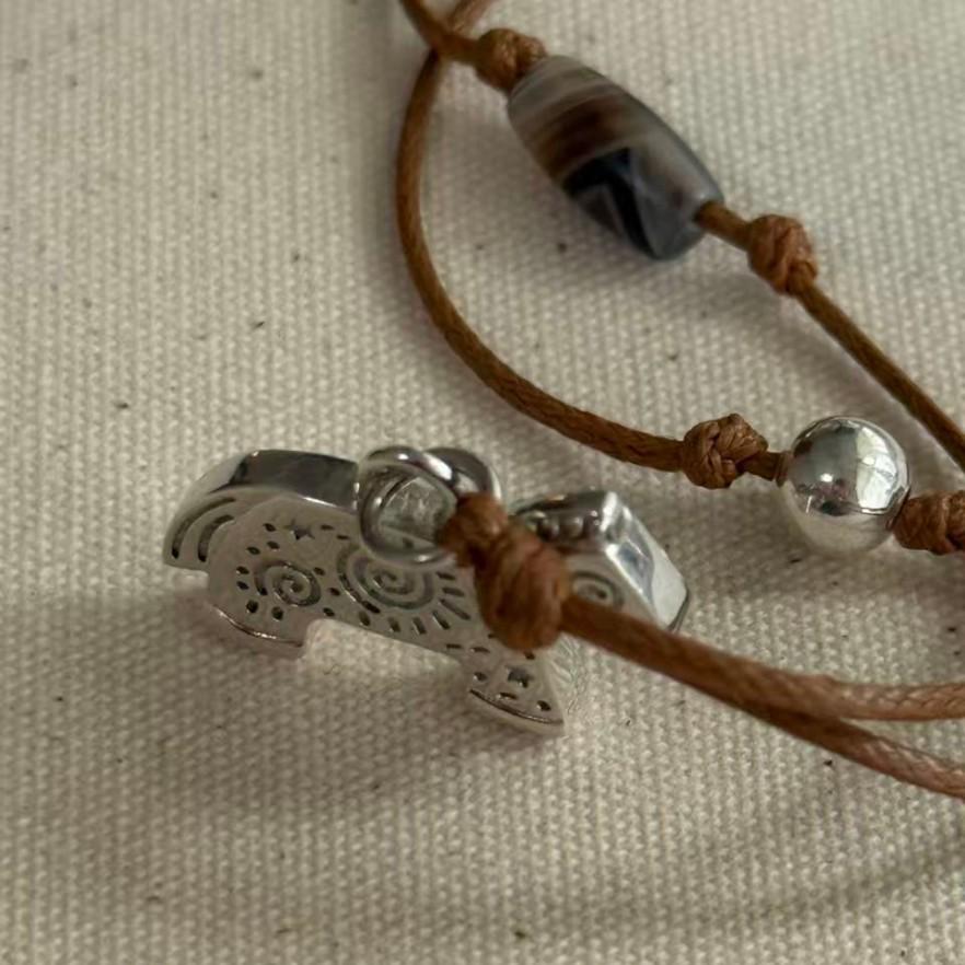 Серебряный кулон-подвеска с тотемом лошади из луговых трав S925 - Повседневная и универсальная цепочка для свитера