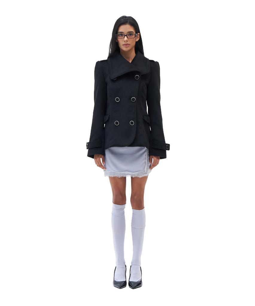 HILLDA Wide Lapel Brushed Jacket [Black]