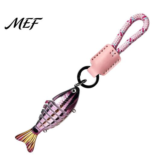 Small Fish Ornament Multi-jointed Fishing Lure Keychain, Artificial Swimbait Key Ring with Braided Rope, Keychain Vintage Pendant Charm,