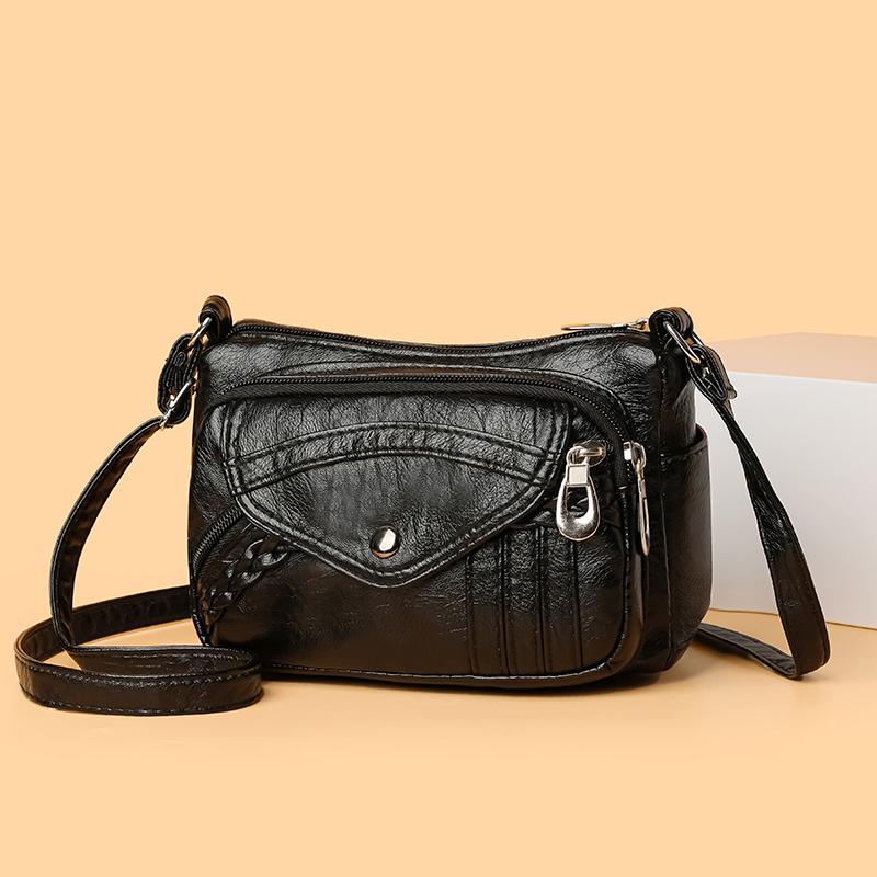 Женская сумка через плечо из искусственной кожи с несколькими отделениями, большая вместимость, сумка для мамы, винтажная сумка через плечо