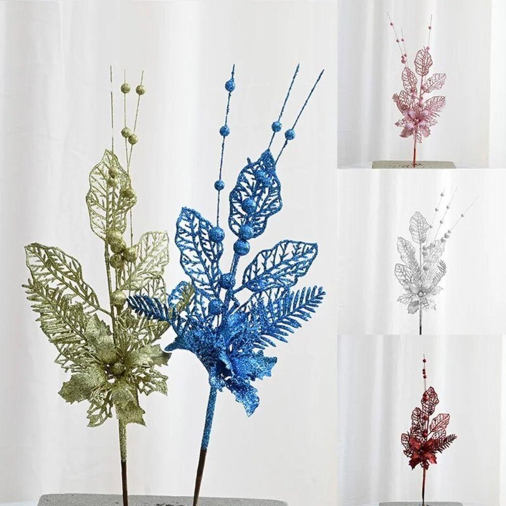Glitter Artificial Branches Fake Christmas Tree Ornaments Simulated Berry Branch  New Year