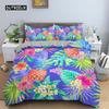 Комплект постельного белья Flamingo Purple Tropical Botanical Комплект постельного белья Coral Flamingo Soft Breathable Queen King Polyester Quilt Cover