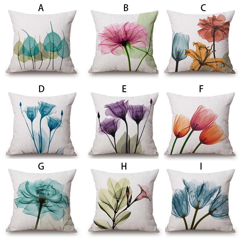 Premium Cotton Linen Pillow Case With Timeless Tulips Design For Home Decor