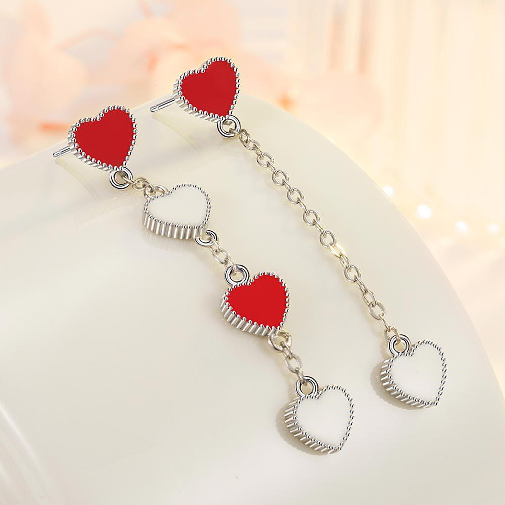 Серьги-признания в форме сердца, корейская версия средних и длинных сережек с бахромой, для девочек, серьги-гвоздики, ювелирные изделия