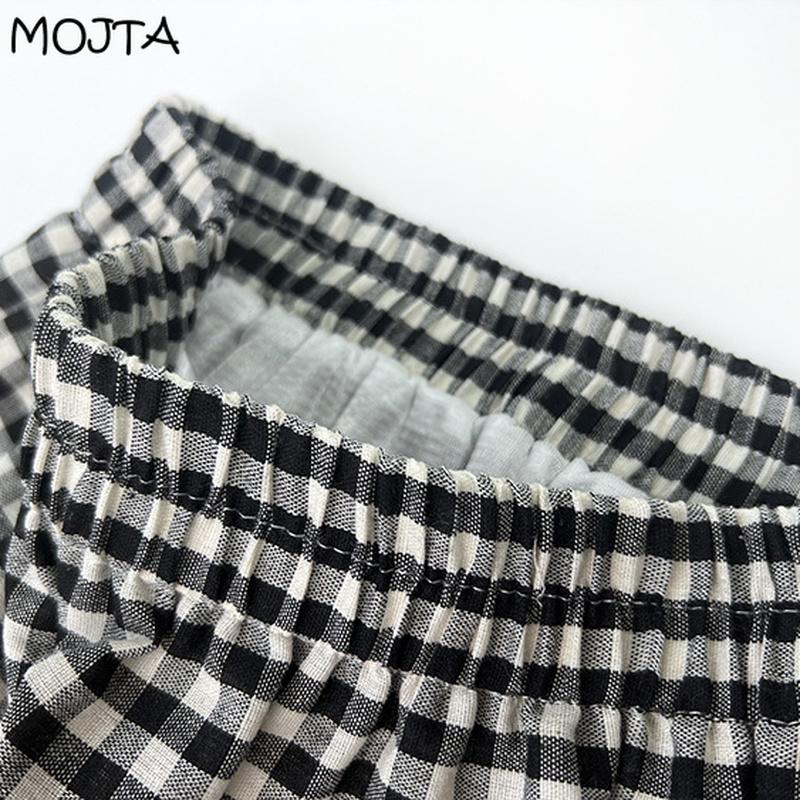 Plus Size Spring Summer Women's High Waist Casual Cotton Vintage Plaid Skirt Mid-length A-line Hip Skirt